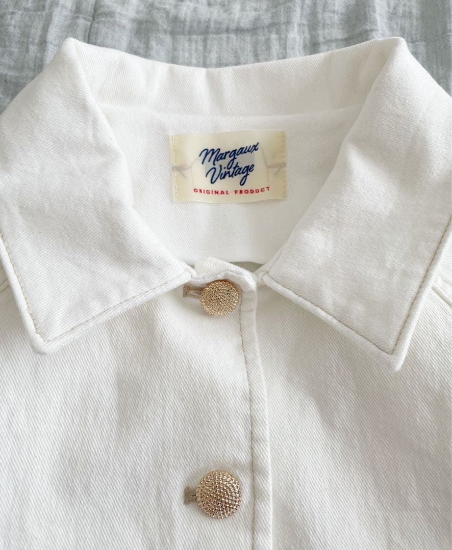 margaux 25SS 金ボタン 衿付ストレッチデニムジャケット 白
