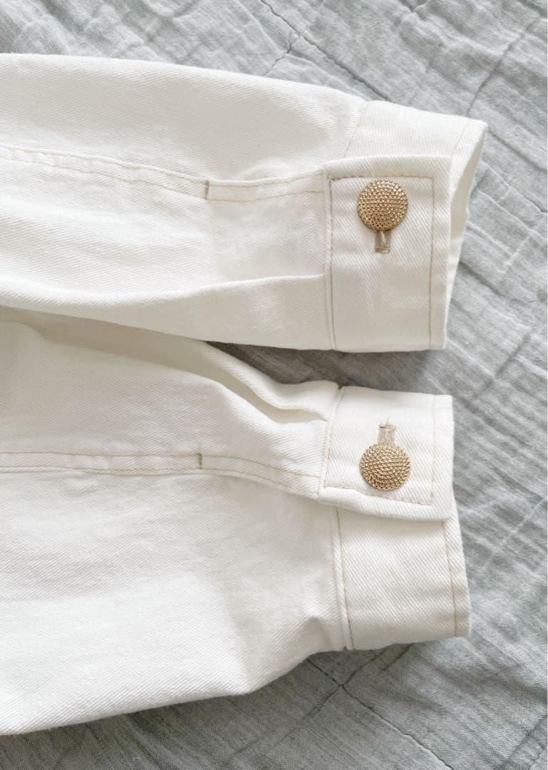 margaux 25SS 金ボタン 衿付ストレッチデニムジャケット 白