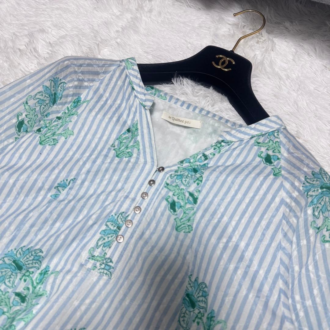 完売品 ヌキテパ コットン ジャカード リリー プリント フレア ドレス