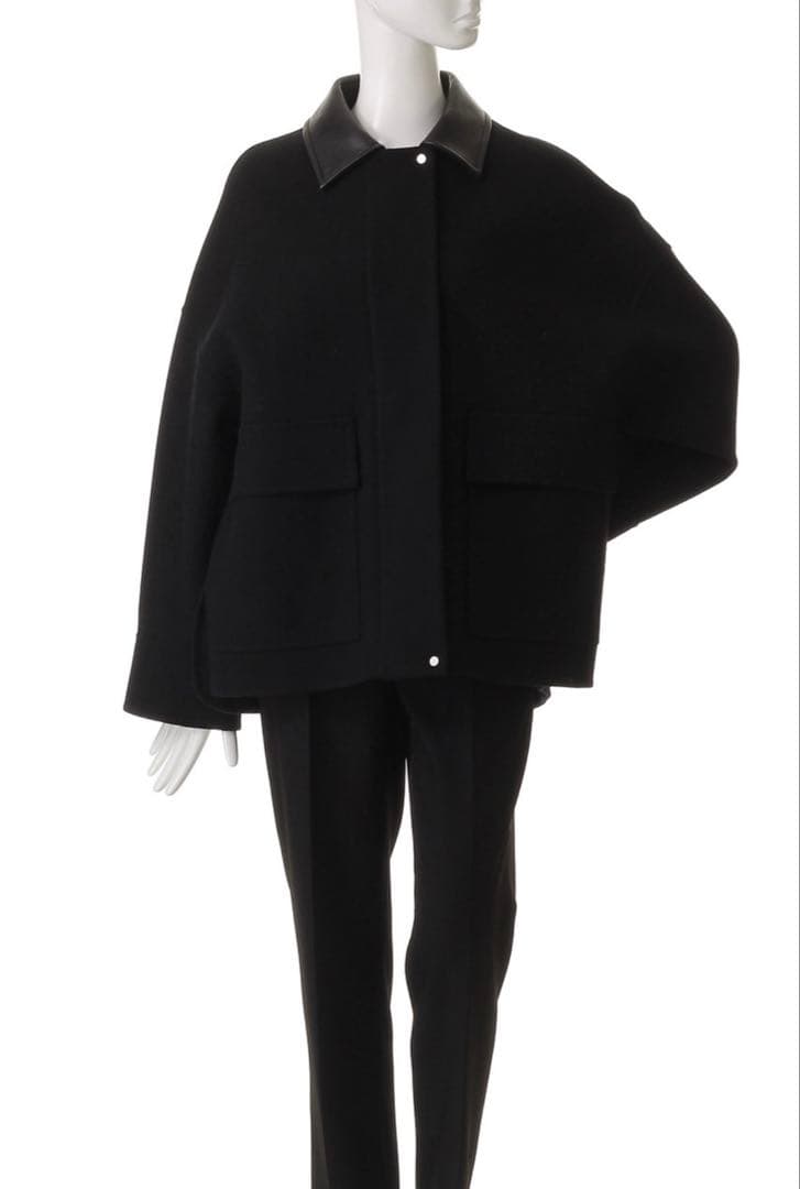 【美品】ebure ジロンラムメルトン ショートブルゾン ダークブラウン 38