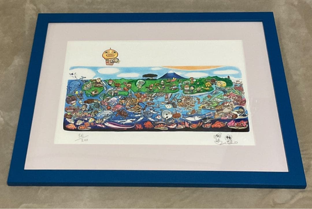 さかなクン「気球にのって」版画【希少】