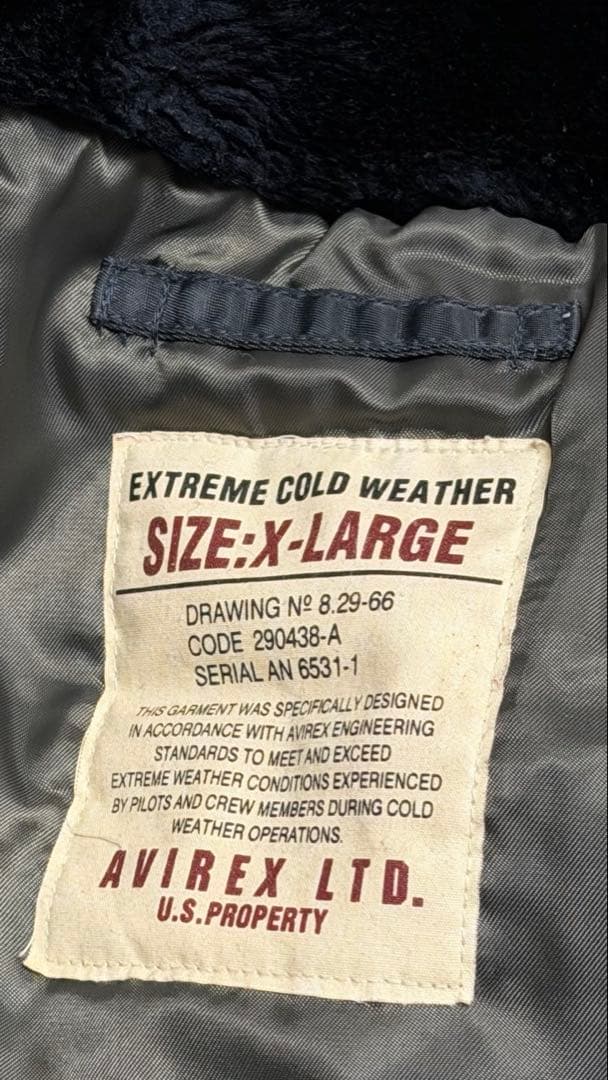 B*y様 限定 AVIREX N3Bファー付きミリタリージャケットXL