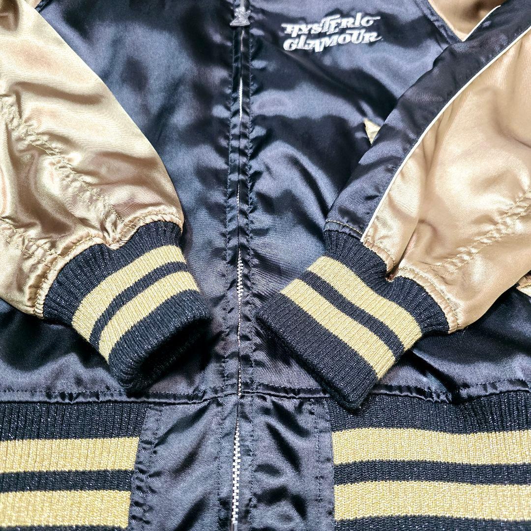 HYSTERIC GLAMOUR ヒスガール スカジャン バイクガール 黒×金