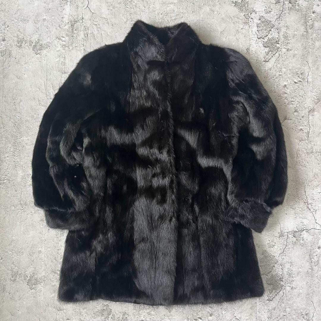 極美品 SAGA MINK サガミンク 裏地刺繍 ミンクファーコート ブラック