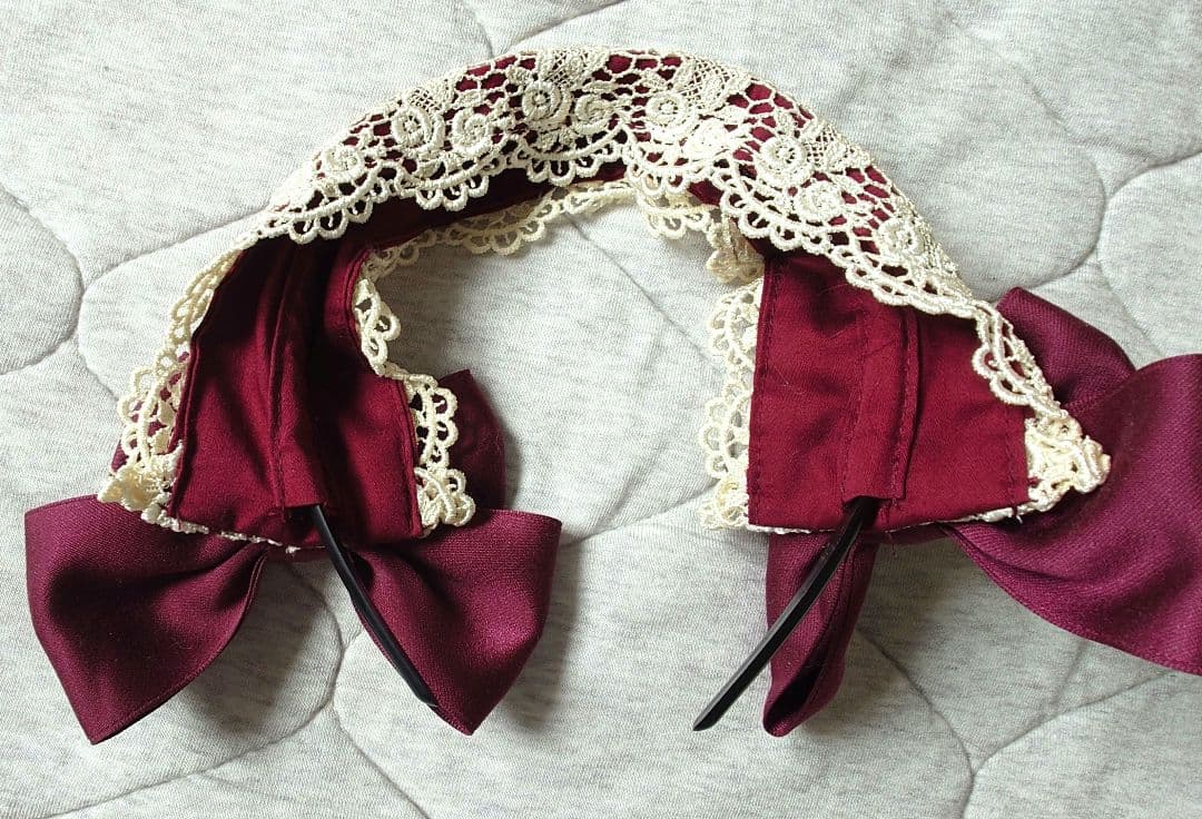 か*や様 Mary Magdalene バーガンディ リボンヘアカチューシャ