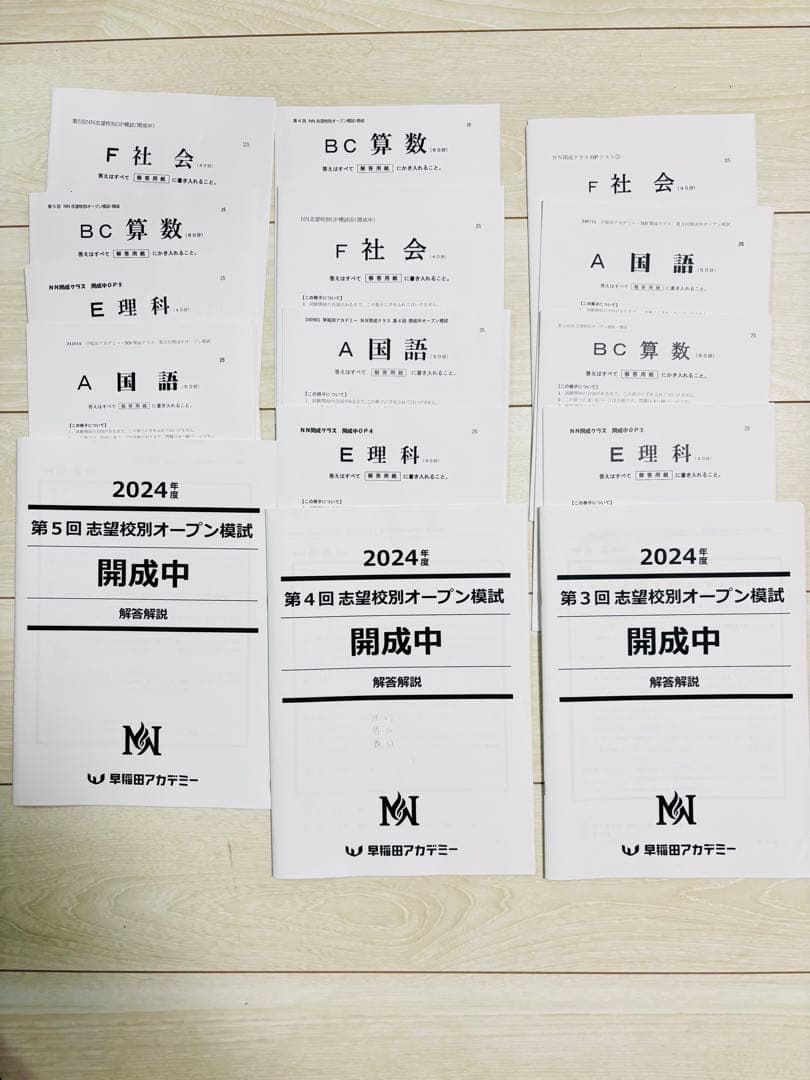 早稲田アカデミー　志望校別模試　開成中　計6回　2025年受験