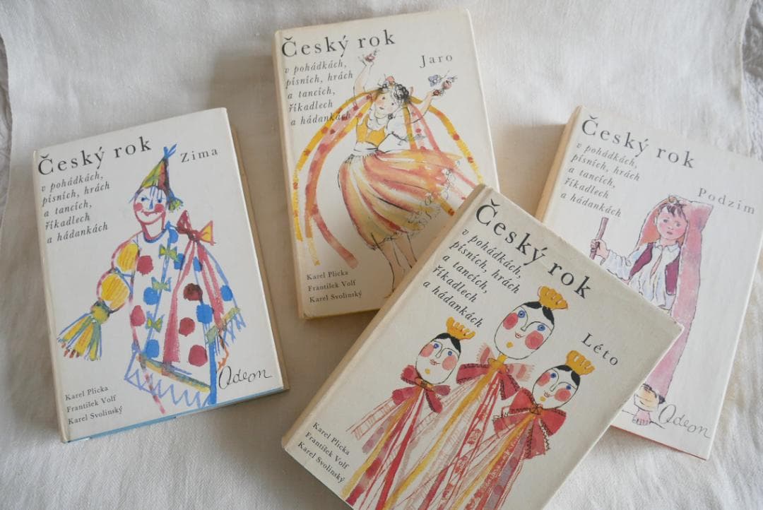 洋書：チェコの民話と詩歌の美しい古書 『Cesky rok』　4冊セット
