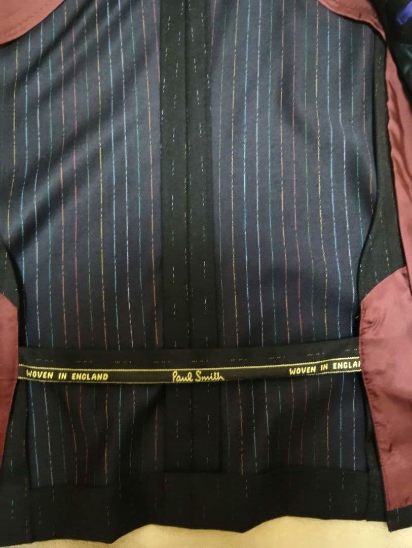美品Poulsmith ポールスミス テーラード 英国生地濃紺ストライプ M