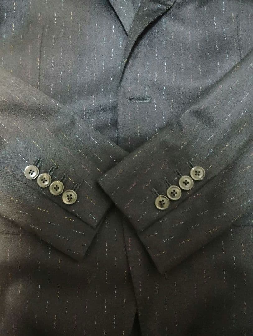 美品Poulsmith ポールスミス テーラード 英国生地濃紺ストライプ M