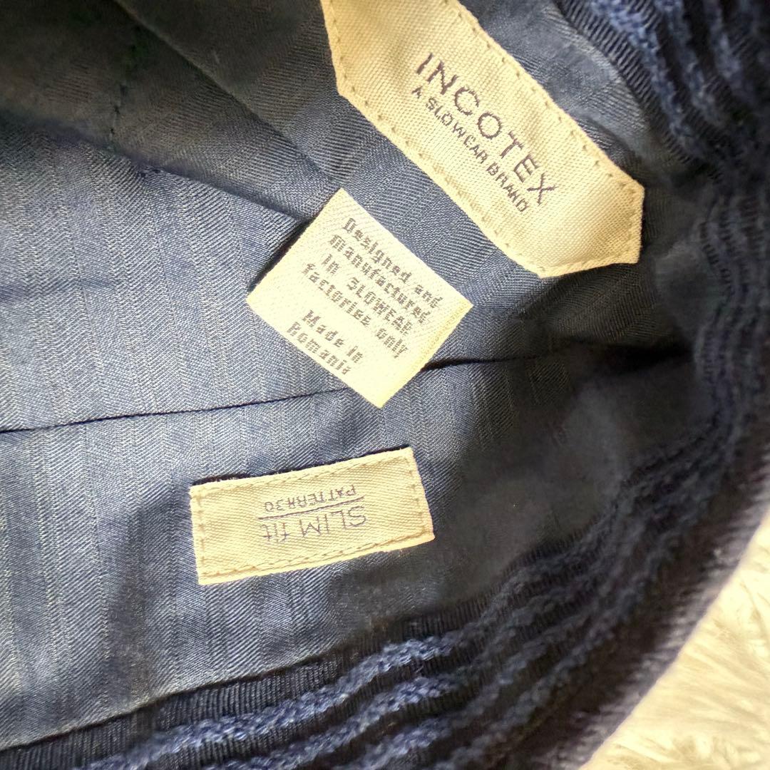 【美品】INCOTEX スラックス　ネイビー SUPER100