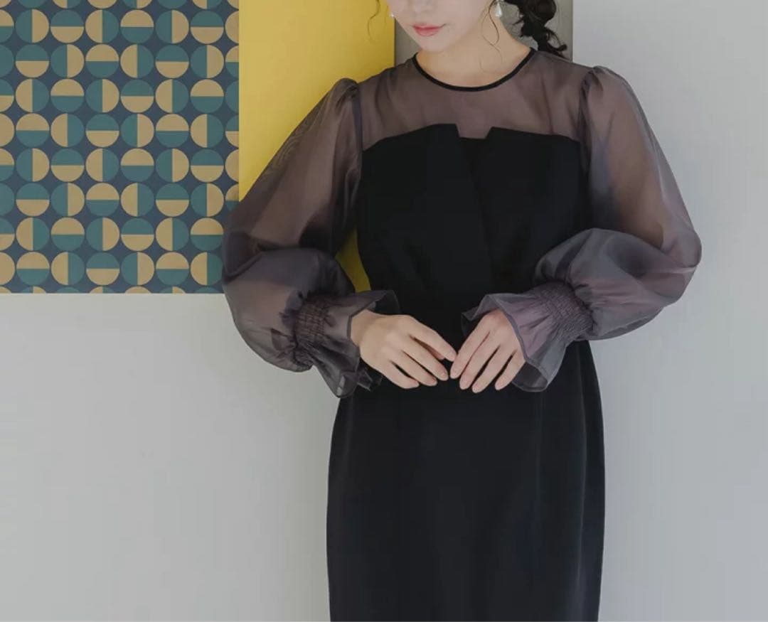 kana様　　グレー x ブラック ロングドレス 3L