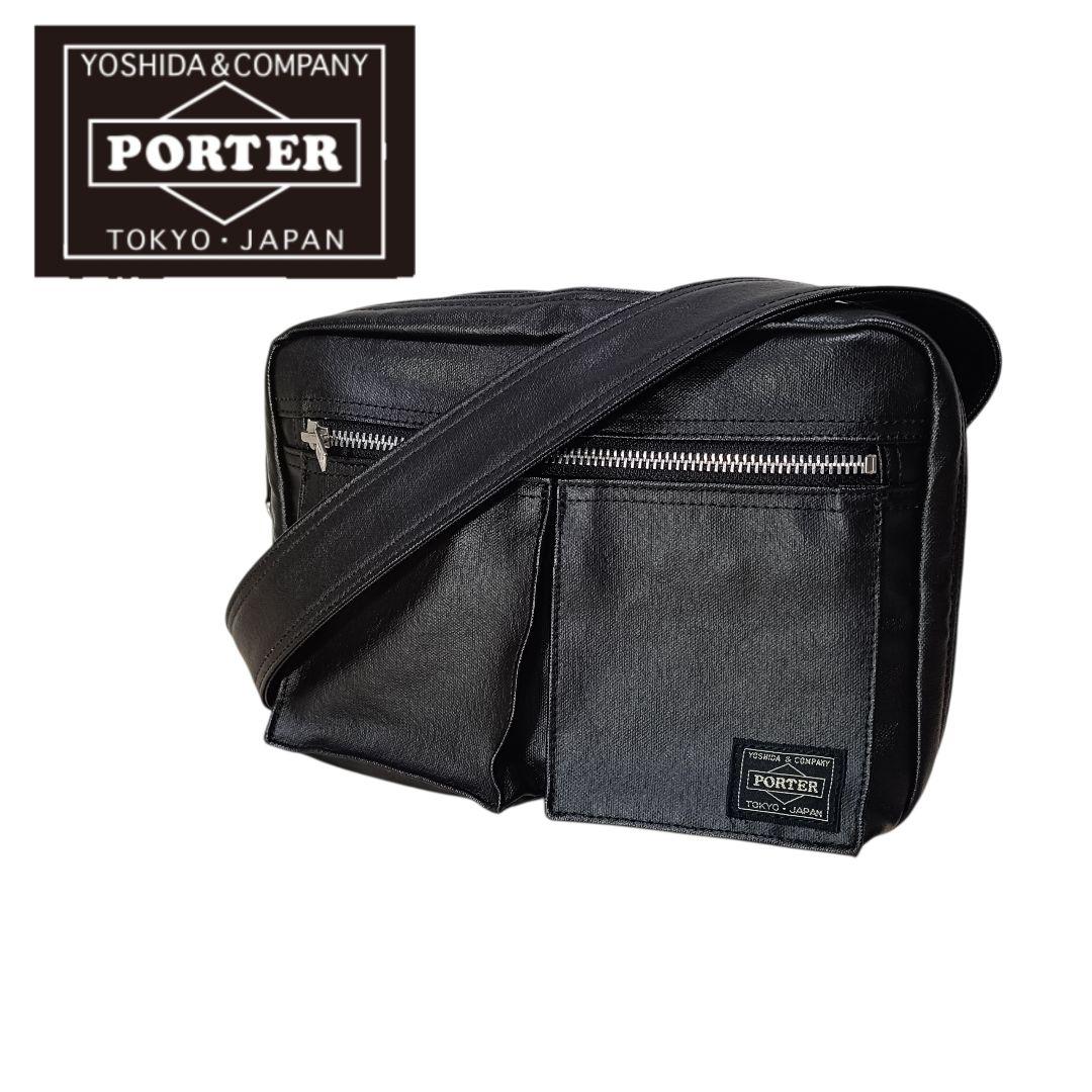 【極美品】ポーター ショルダーバッグ フリースタイル ダブルジップ2層 ブラック