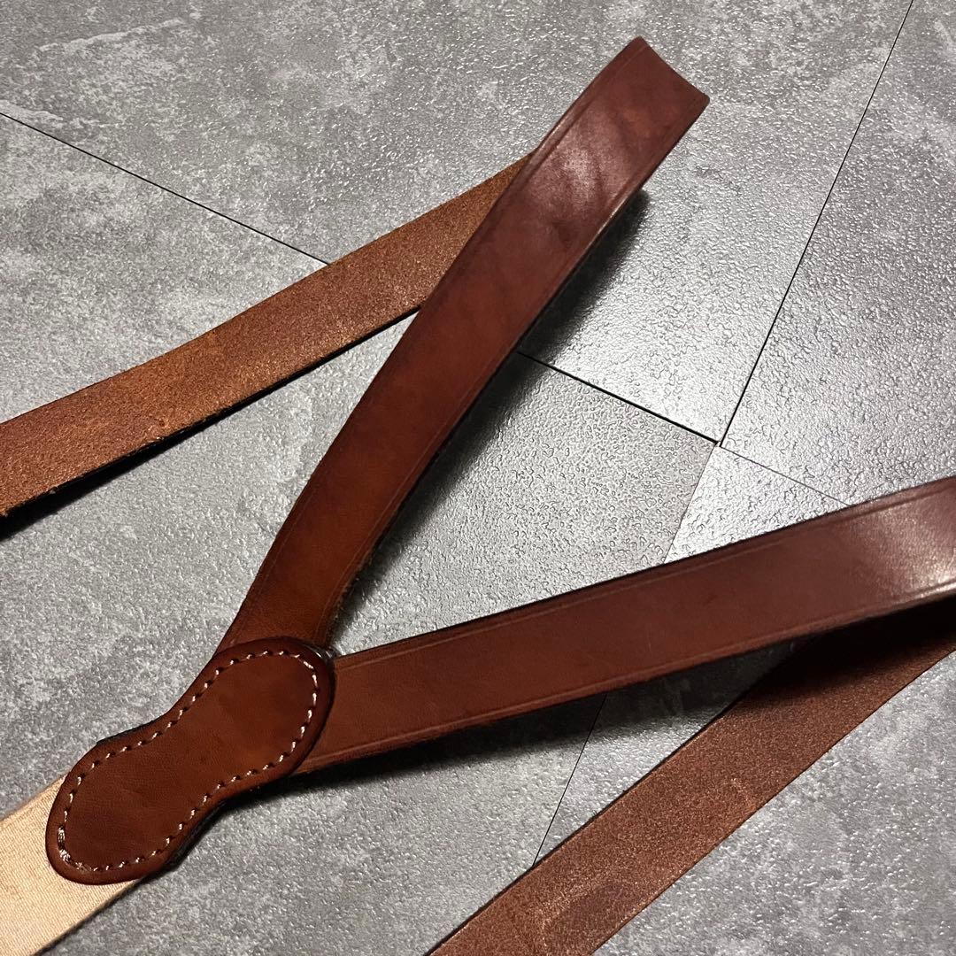 vasco ヴァスコ　サスペンダー　レザー　ブラウン　本革　金具　アメカジ　古着