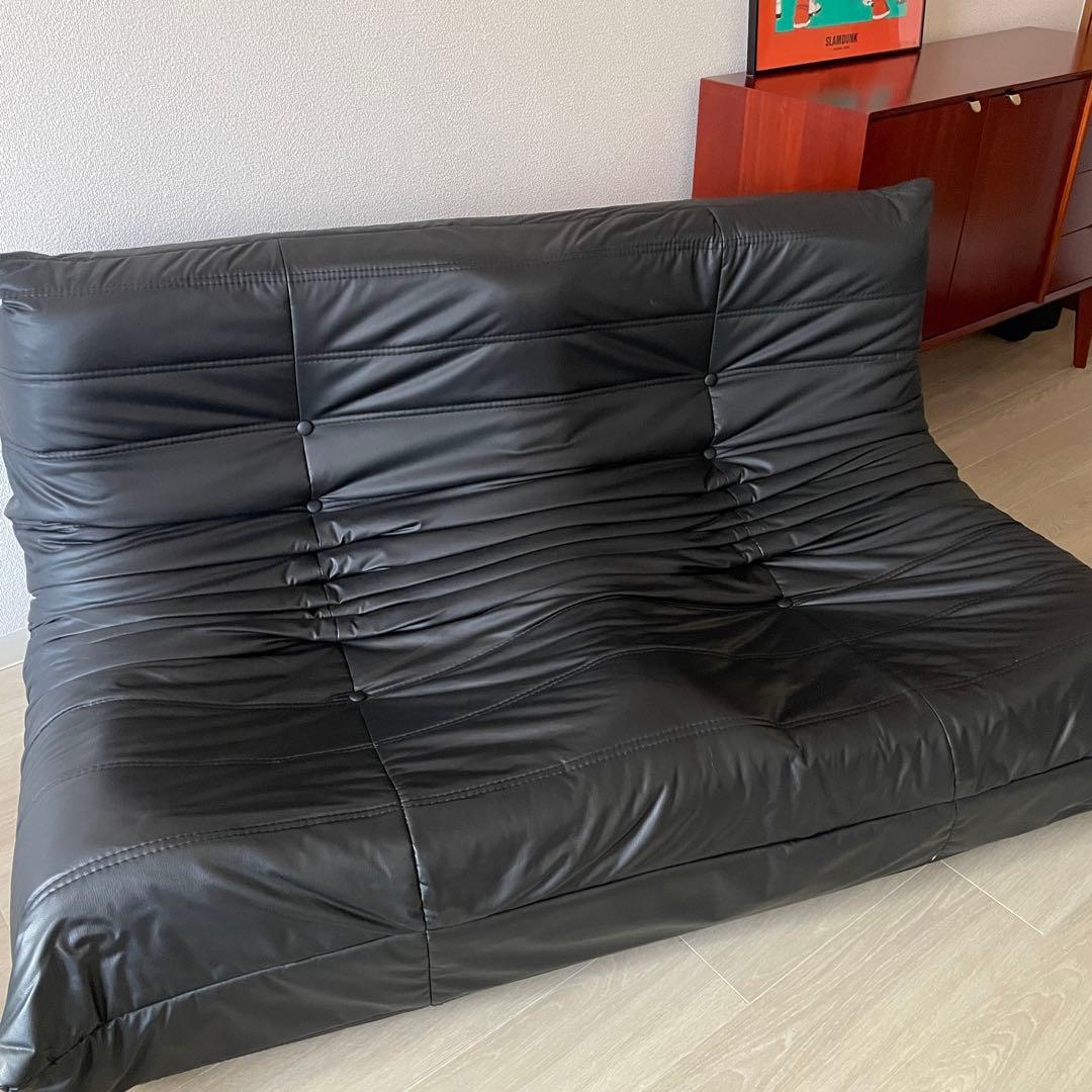 レザーソファ トーゴ風 ロースタイル 2人掛けソファ