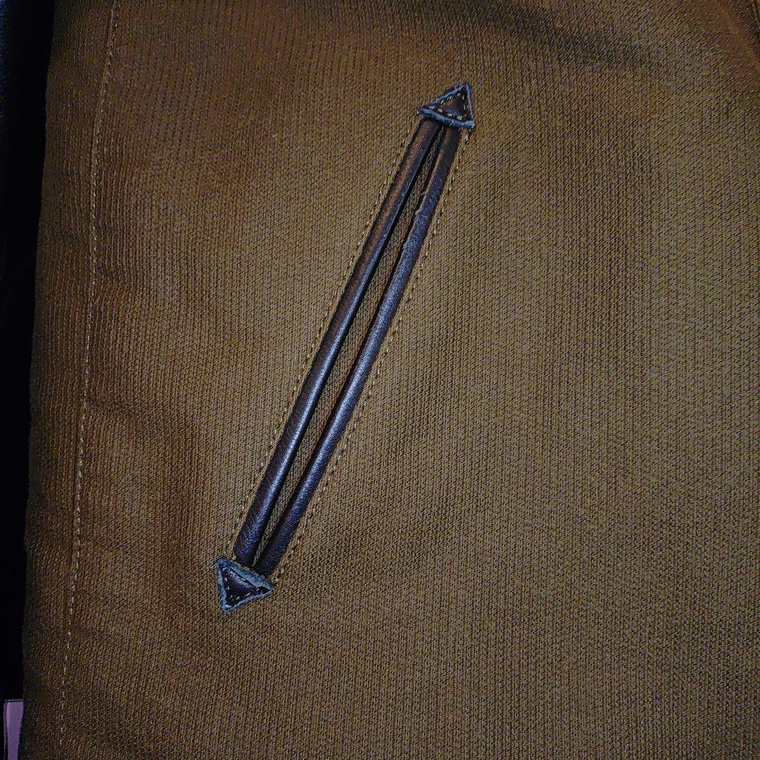 THE CRIMIE レザー切り替え　デッキジャケット　カーキ✕ブラックレザー