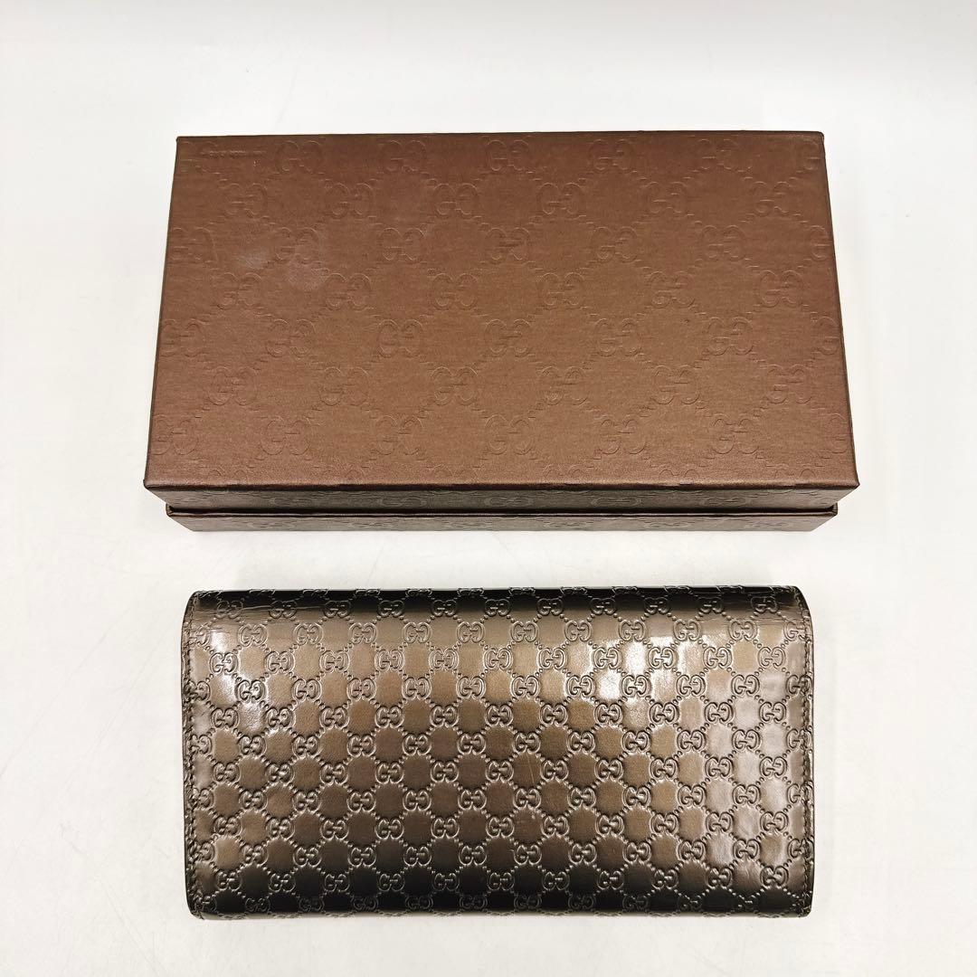 GUCCI グッチ 長財布 マイクロGG パテントレザー リボン 253405