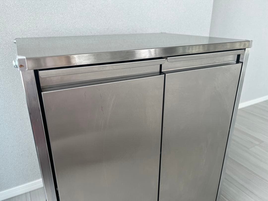 ★最終値下げ★ディノス ステンレス製ダストボックスワゴン 2分別タイプ　ゴミ箱