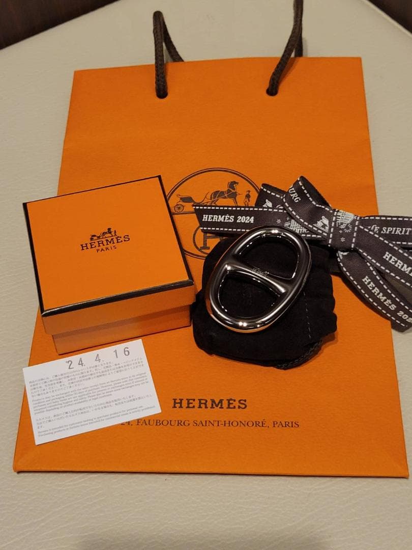HERMES エルメス スカーフリング シェーヌダンクル シルバー
