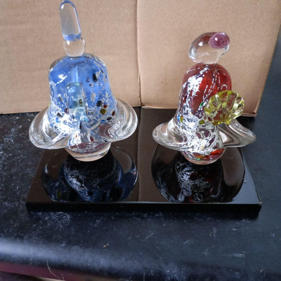 青と赤のガラス雛人形セット