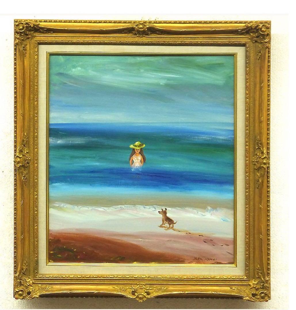 鴨居羊子 「海の淑女」 油彩10号 鴨居玲の姉 下着デザイナー ◆貴重肉筆作