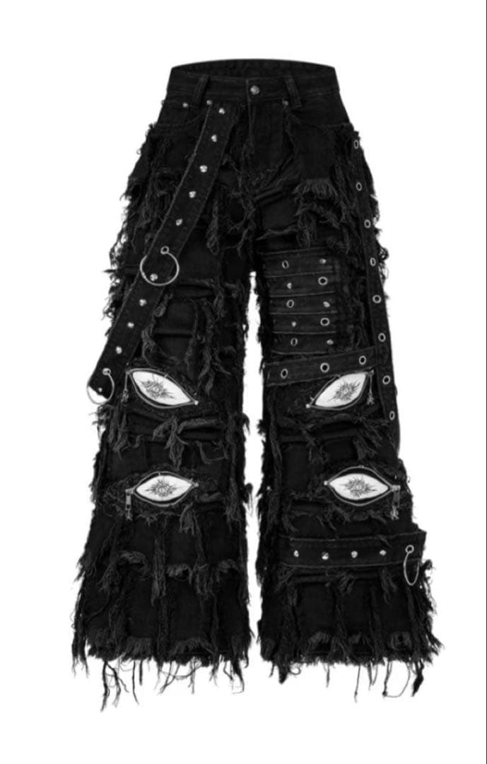 激レア　uniz world ブラックモンスターダメージワイドデニム