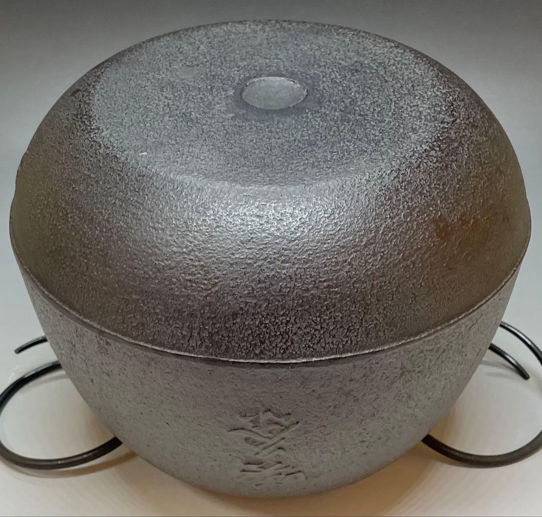 人間国宝　高橋敬典　旦座釜　釜釻　共箱　C2110