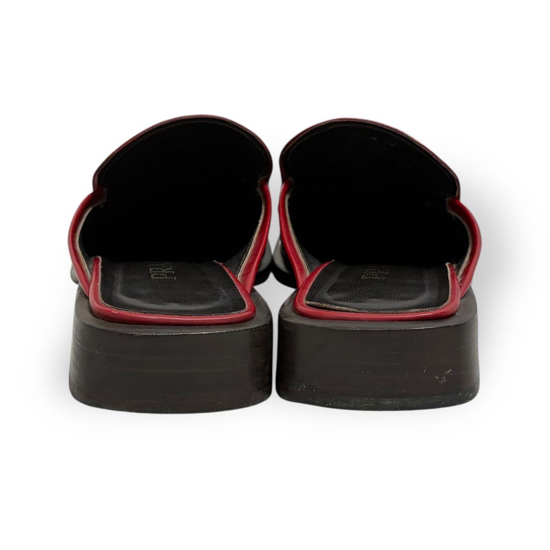 靴 99SS PRADA square toe leather mules red