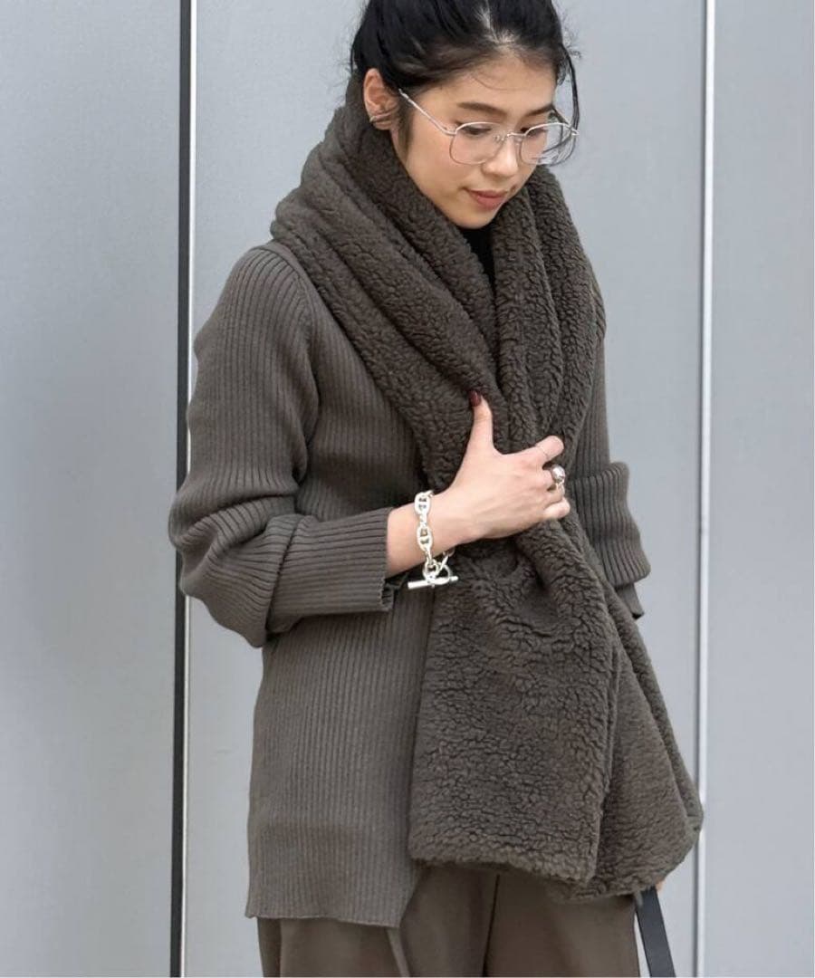 AP STUDIO THROW スロー ボアショール 別注色　カーキ　美品