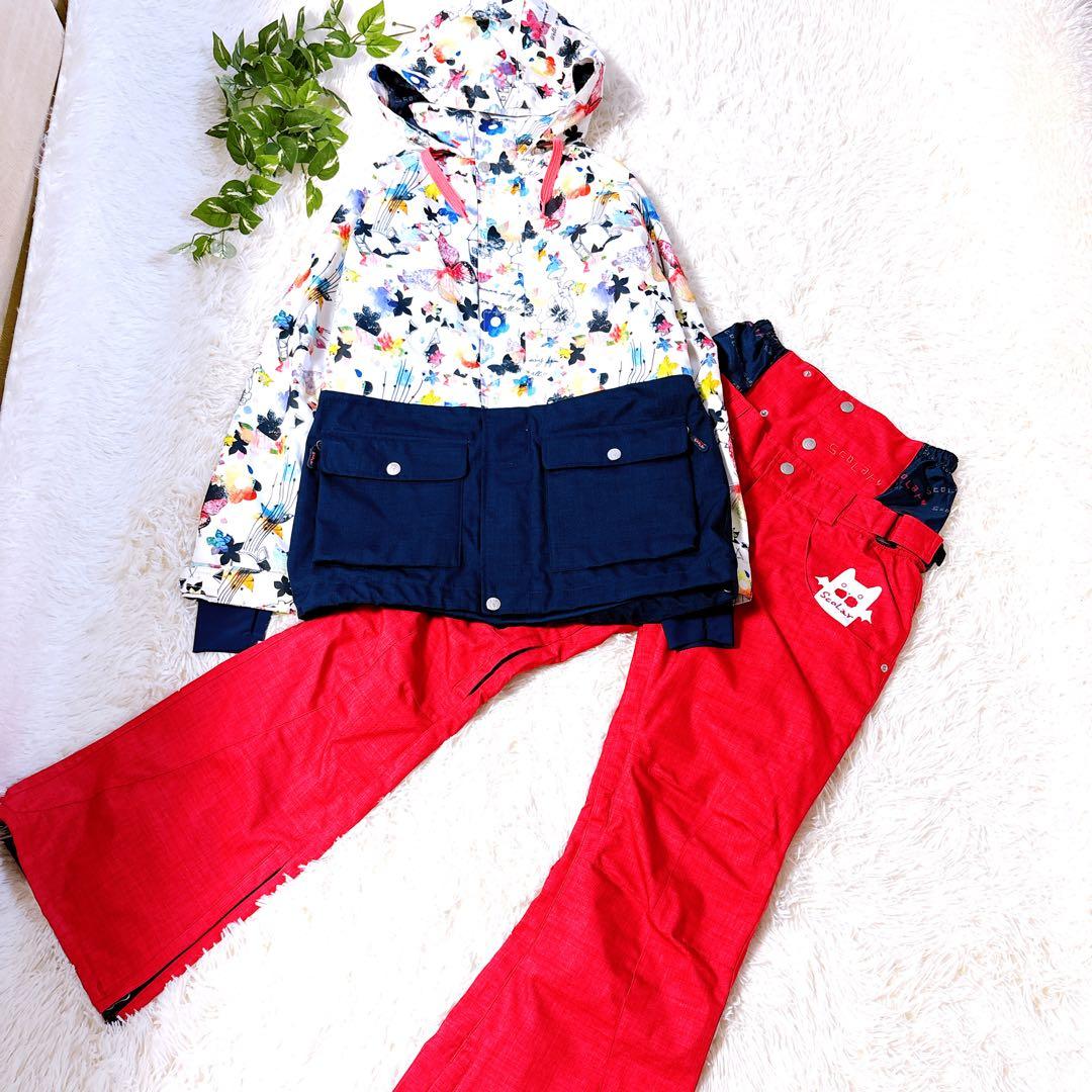 【極美品】ScoLar スカラー スキー スノーボードウェア上下セット　総柄