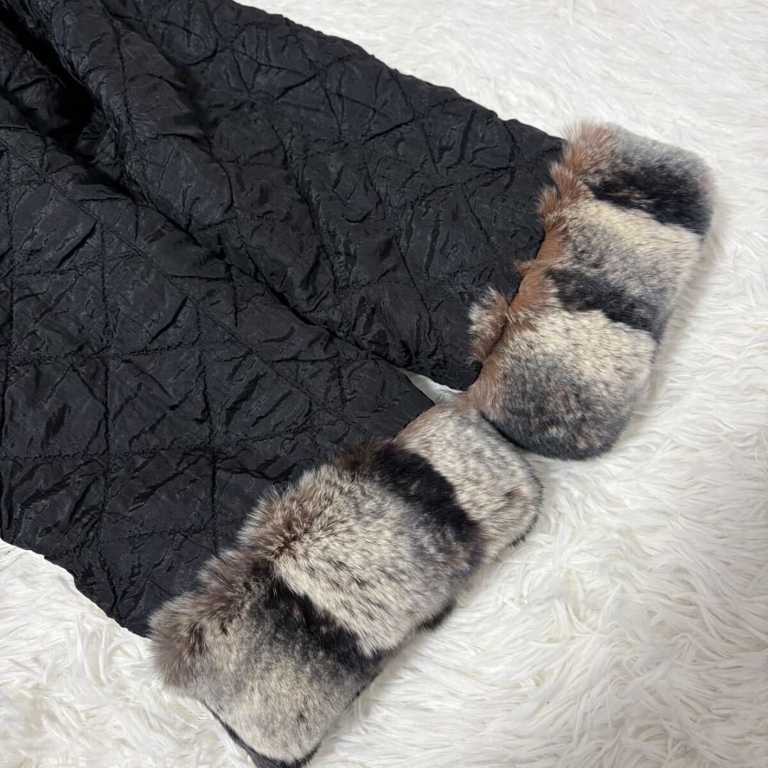 おりり 着丈100cm 本毛皮 ファーコート チンチラファー リバーシブル