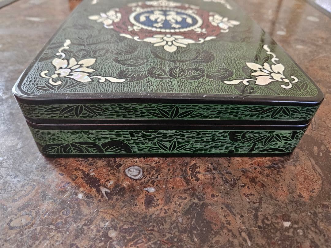 南都 東雲作 正倉院模様 螺鈿毛彫硯箱 共箱 漆器 書道具 文箱　硯　書道具