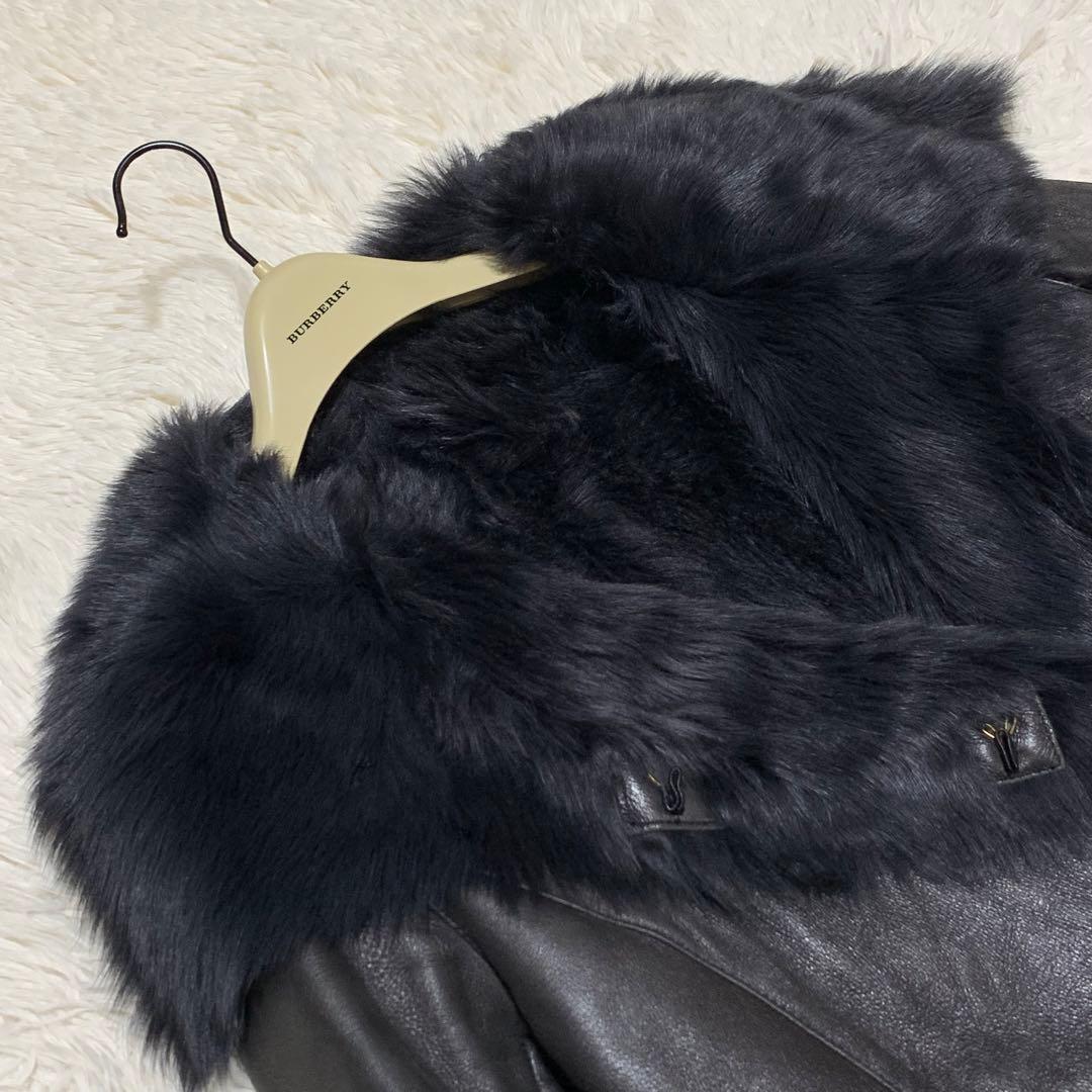 美品　 トゥービーシック ムートン　コート　ラムレザー　ブラック