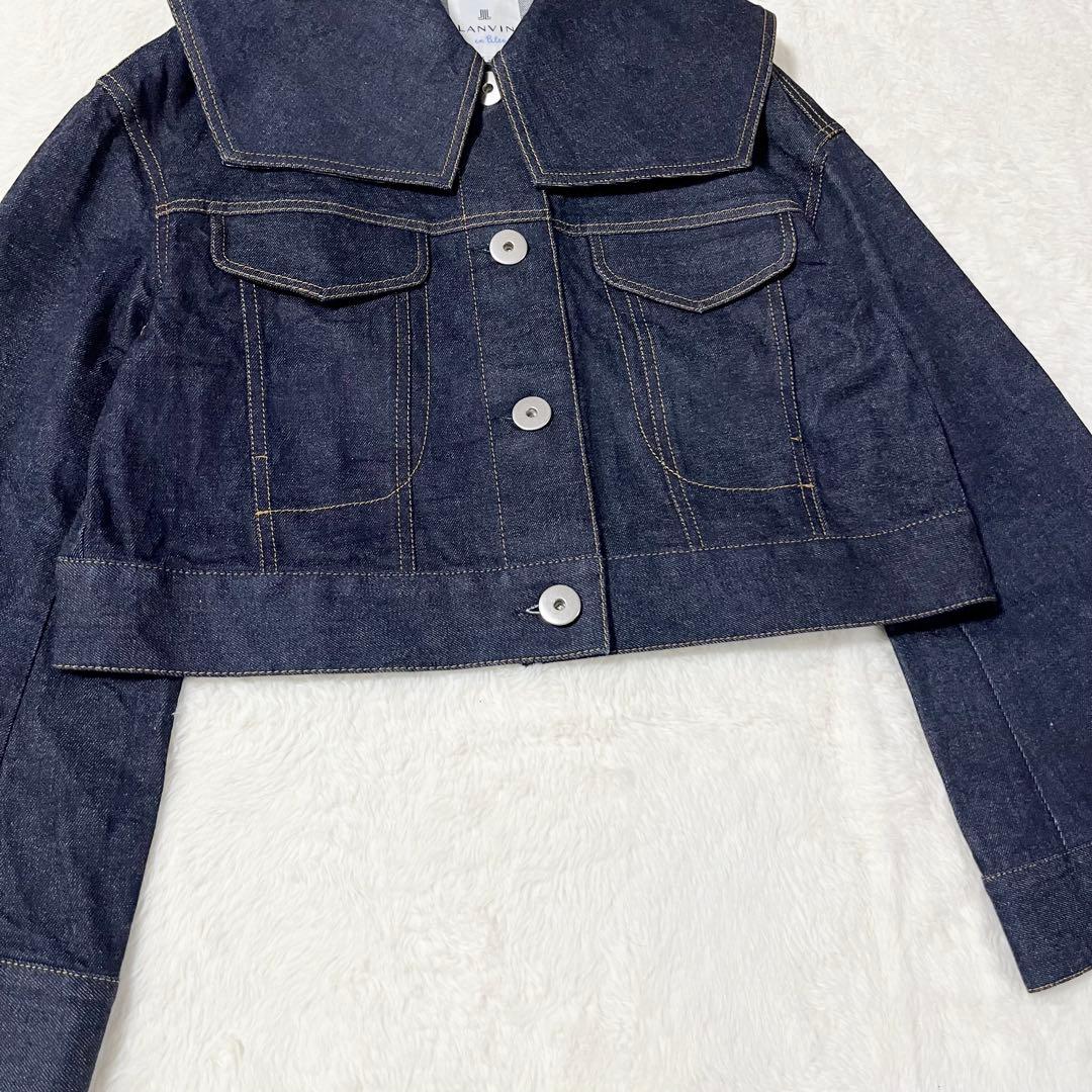 極美品✨LANVIN en Bleu ビッグカラーデニムショートジャケット22年