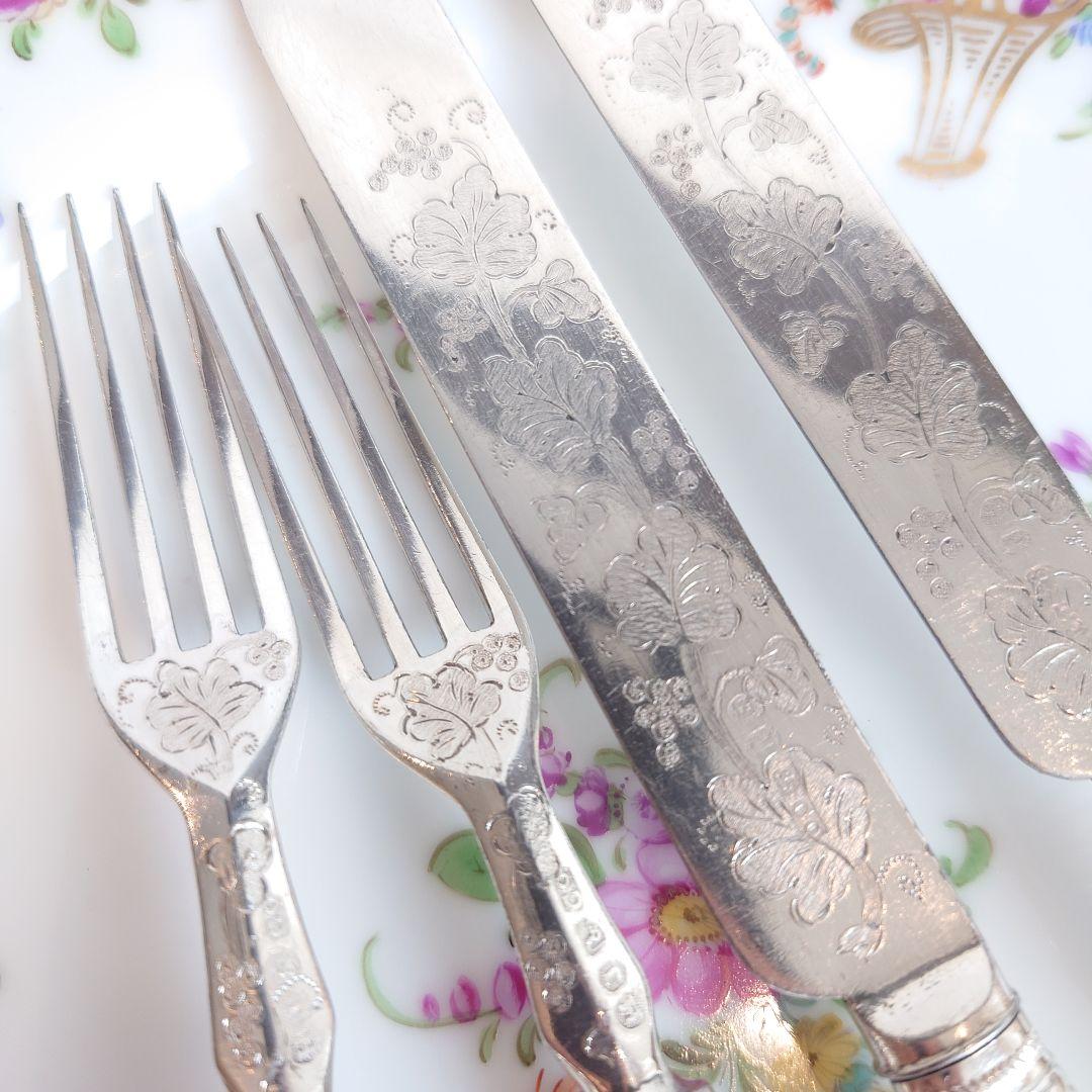 訳あり　白蝶貝　カトラリー　ナイフ　フォーク　マザーオブパール　アンティーク