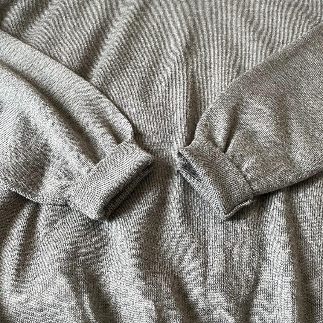 グランサッソ ウール100% モックネック 12G セーター L グレー 伊製