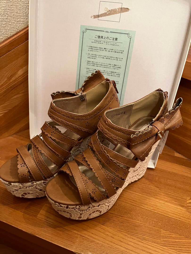 LIZ LISA ウェッジサンダル　リボン　ブラウン　M