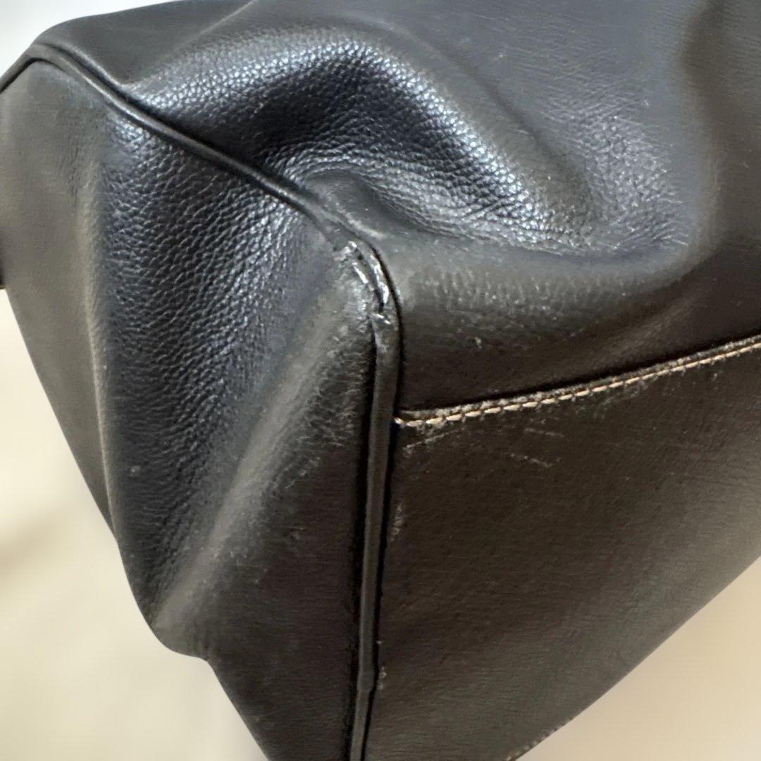 ダンヒル オール レザー ボストンバッグ 大容量 ブラック 黒　シボ革