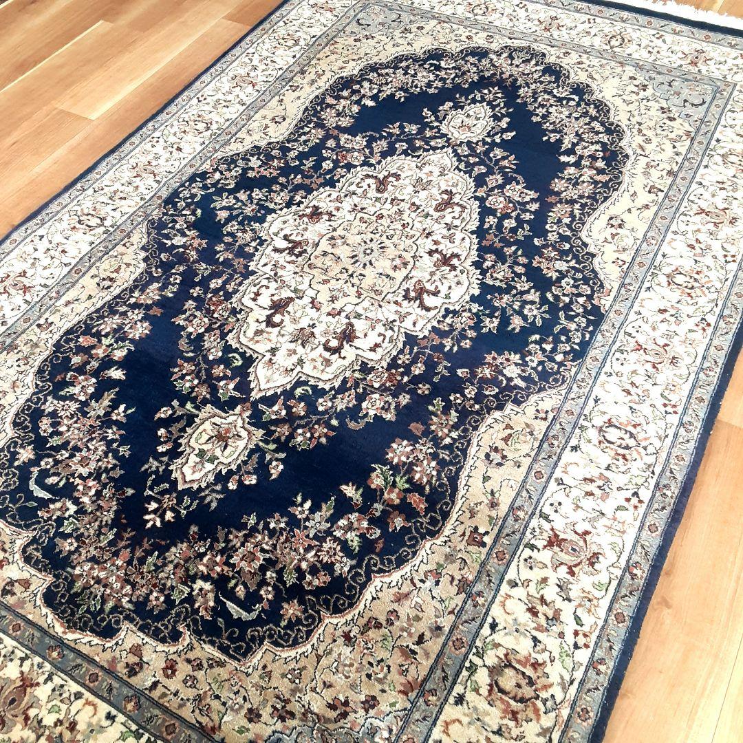 Y1154 高級ペルシャ絨毯 ウール100% 手織り 219×141㎝