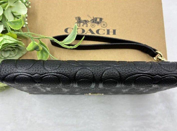 新品未使用コーチ長財布ブラックシグネチャーレディースメンズ送料無料即日発送