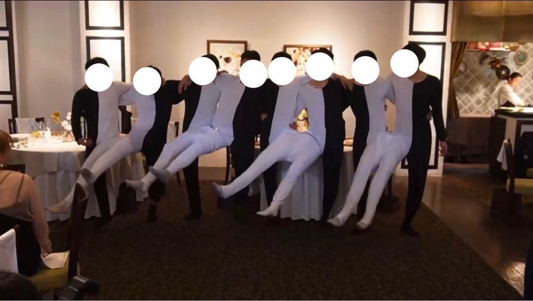 披露宴余興　錯覚ダンス　白黒タイツ8枚セット