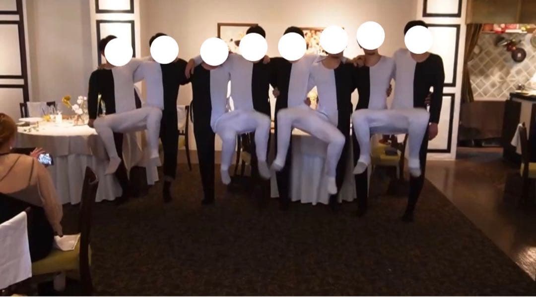 披露宴余興　錯覚ダンス　白黒タイツ8枚セット