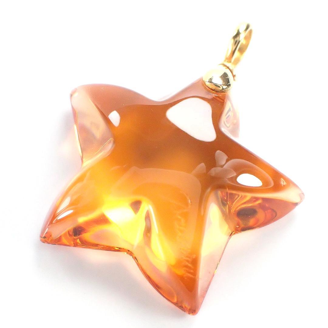 バカラ Baccarat K18YG オレンジ クリスタル ヒトデ トップ