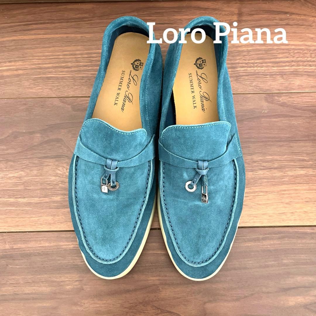 ロロピアーナ　サマー・チャーム・ウォーク・モカシン　ティールブルー