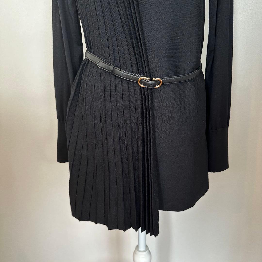 ★サルヴァドーレ フェラガモ★ウールシルクロングカーディガン 黒 ベルト付