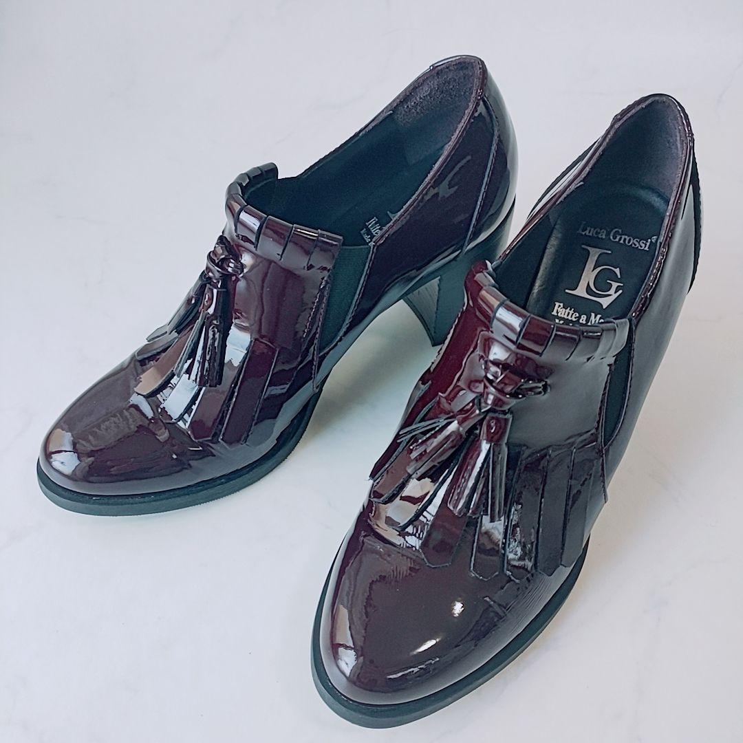 美品✨定価3.5万 ルーカグロッシ 本革 レザー エナメル タッセル シューズ