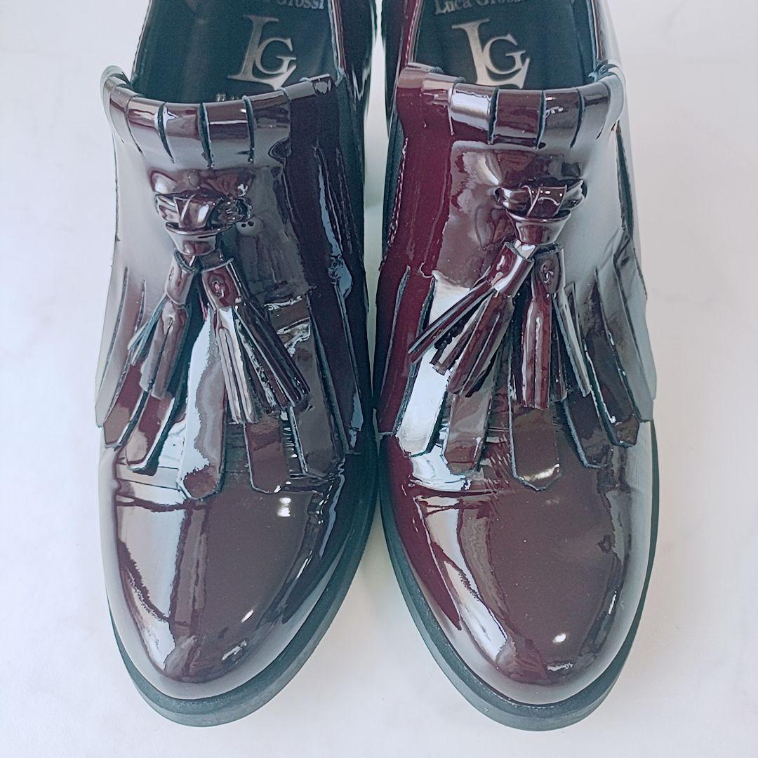 美品✨定価3.5万 ルーカグロッシ 本革 レザー エナメル タッセル シューズ