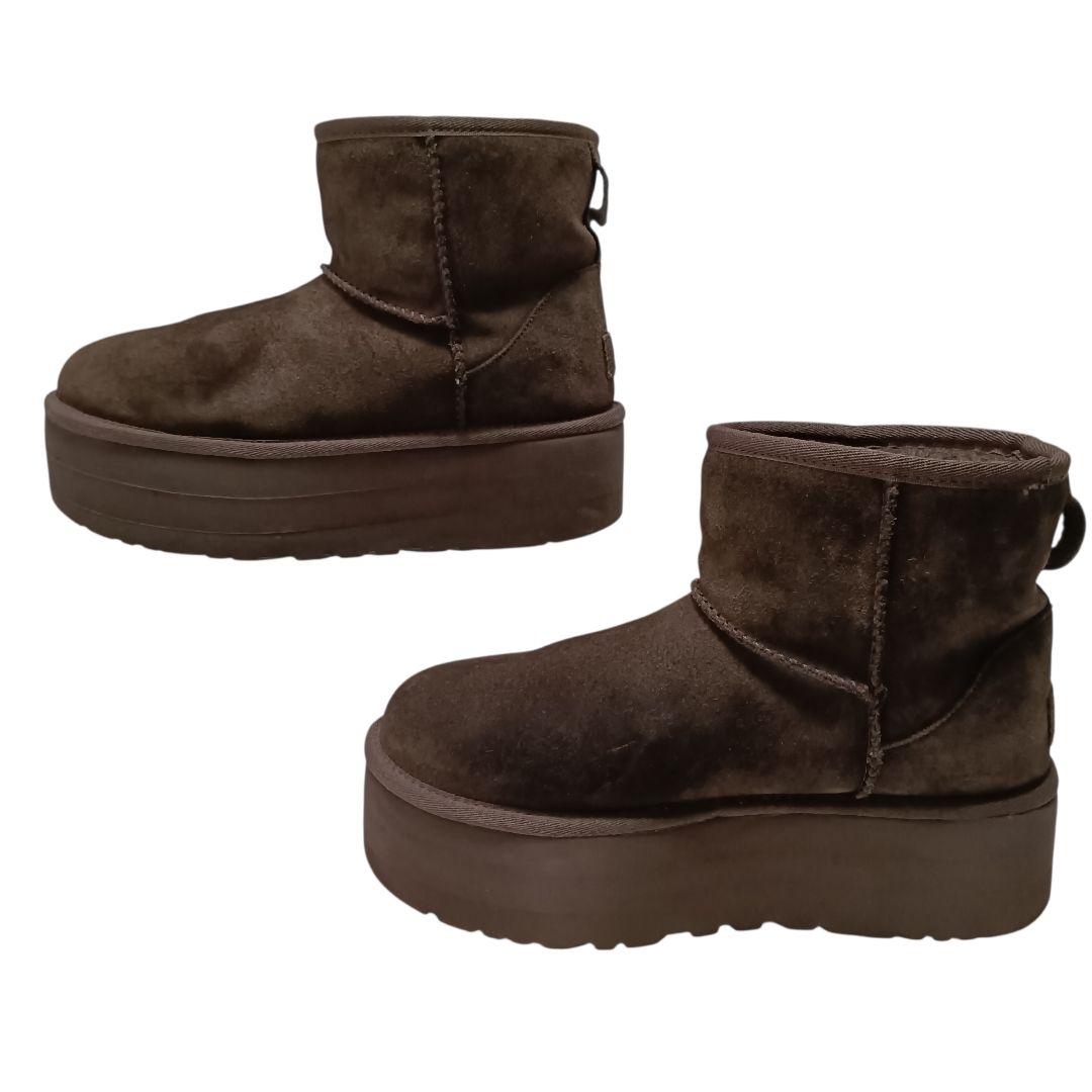 アグ　クラシック ミニ プラットフォーム24㎝　ブラウン　厚底　ファー　ムートン