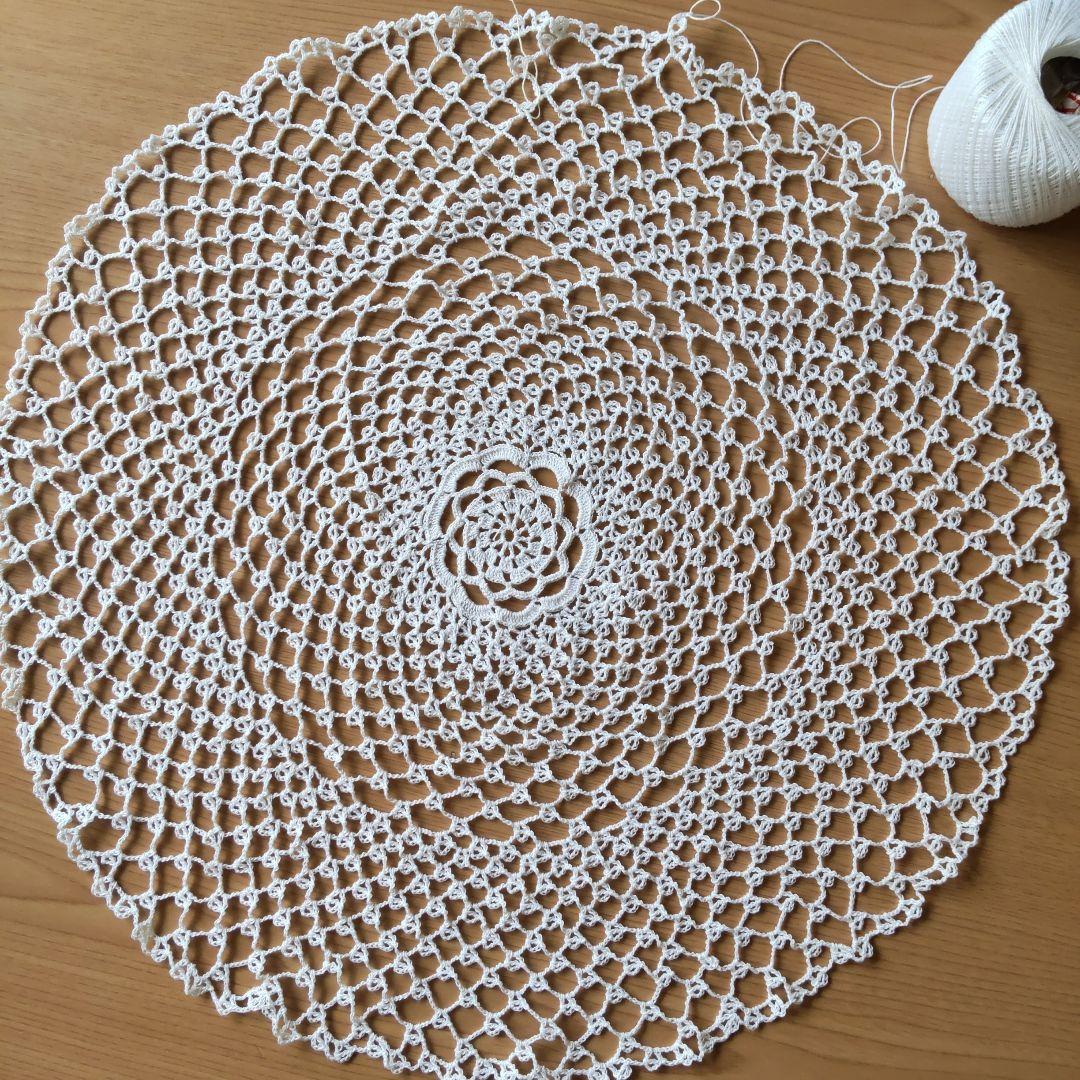 樹里レース編みドイリーホワイトハンドメイド