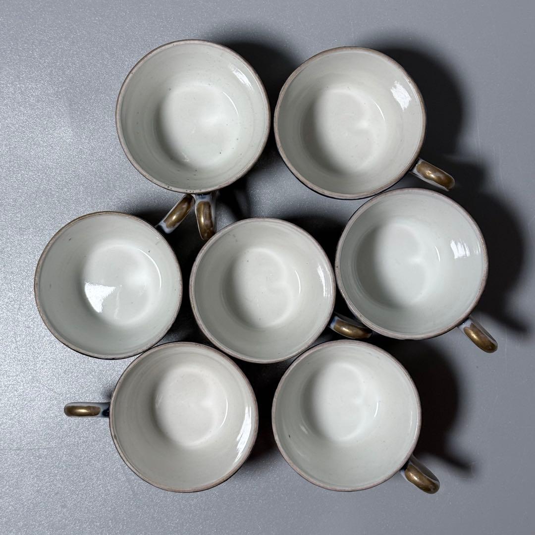 明治時代　アンティーク有田　大聖寺　色絵菊花文様　デミタス　ぐい呑み　7個