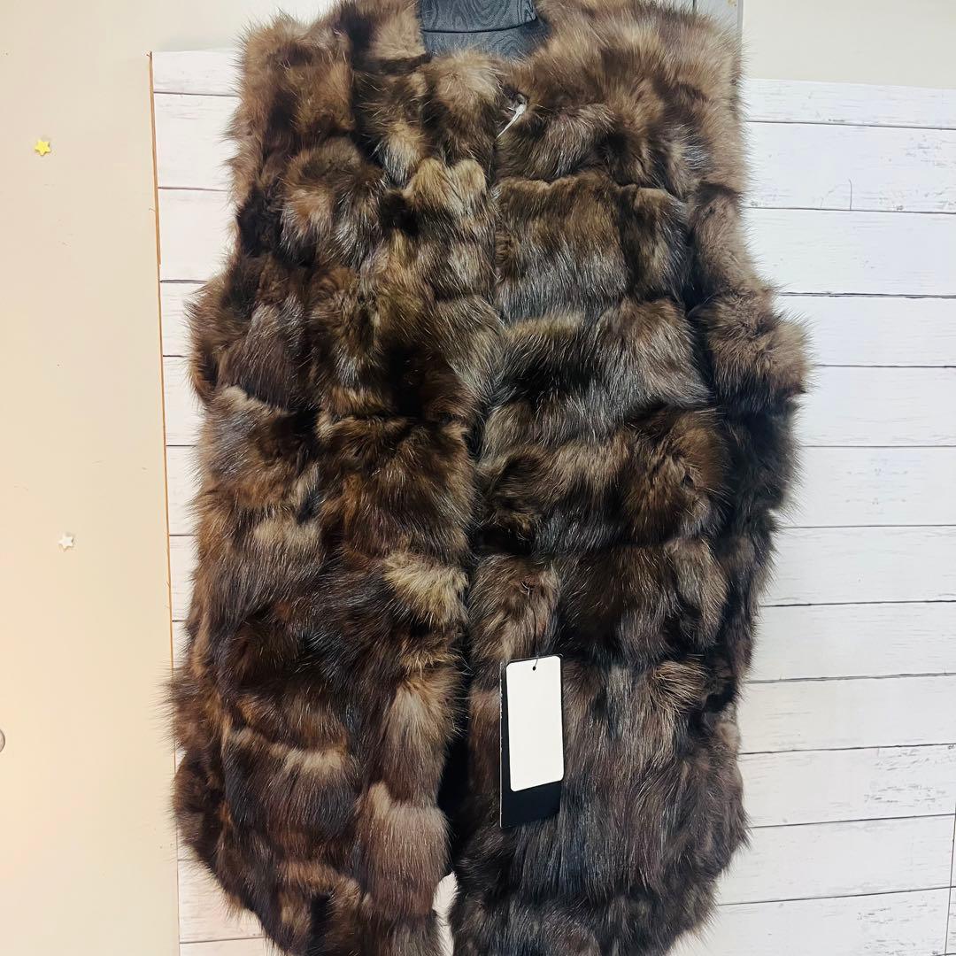 KF15【大特価】VIOLETA ロシアンセーブルベスト ブラウン